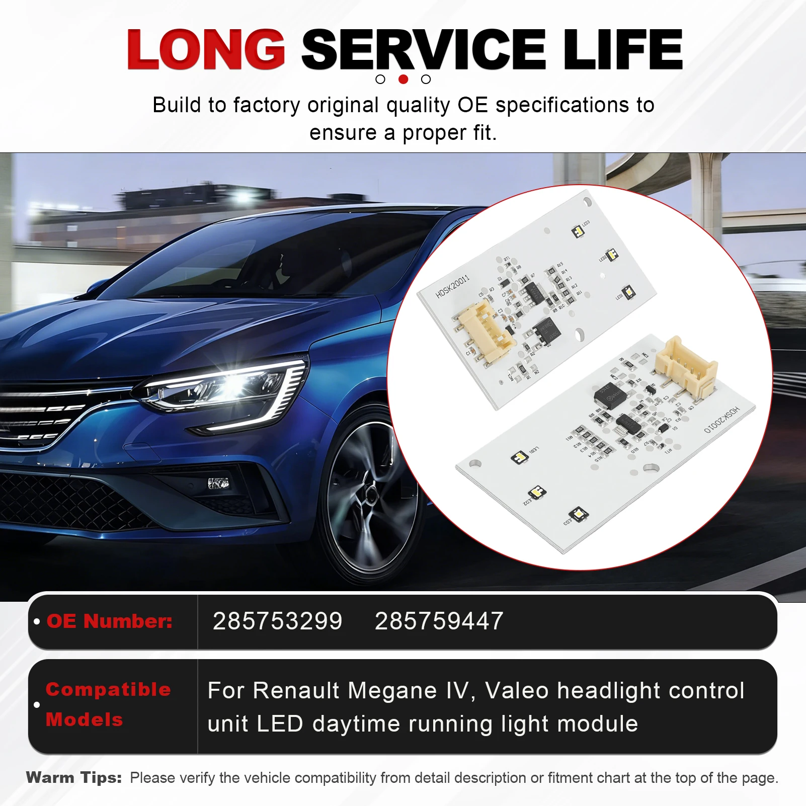 Left/Right LED Daytime Running Lights 285753299 285759447 DRL Module Headlights Control Unit For Renault Megane IV
Left/Right LED Daytime Running Lights 285753299 285759447 DRL Module Headlights Control Unit For Renault Megane IV