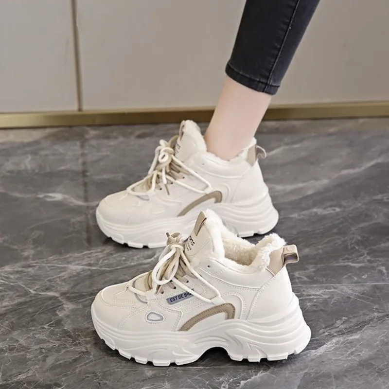 Women's White Chunky Sneakers 4cm Height Increase Korean Dad Shoes Fleece Lined Winter Warm Platform Sole Non-Slip
Women's White Chunky Sneakers 4cm Height Increase Korean Dad Shoes Fleece Lined Winter Warm Platform Sole Non-Slip