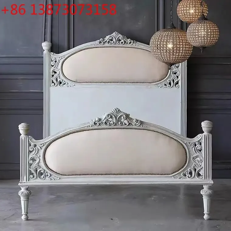 French American solid wood carving flower high-end luxury fabric double bed retro old princess fabric bed
French American solid wood carving flower high-end luxury fabric double bed retro old princess fabric bed