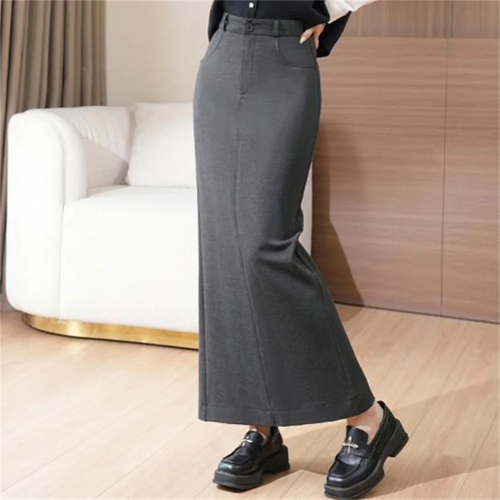 Elastic One Step Skirt Back Split Half gray Spring/Summer Straight Long Skirt for Women
Elastic One Step Skirt Back Split Half gray Spring/Summer Straight Long Skirt for Women