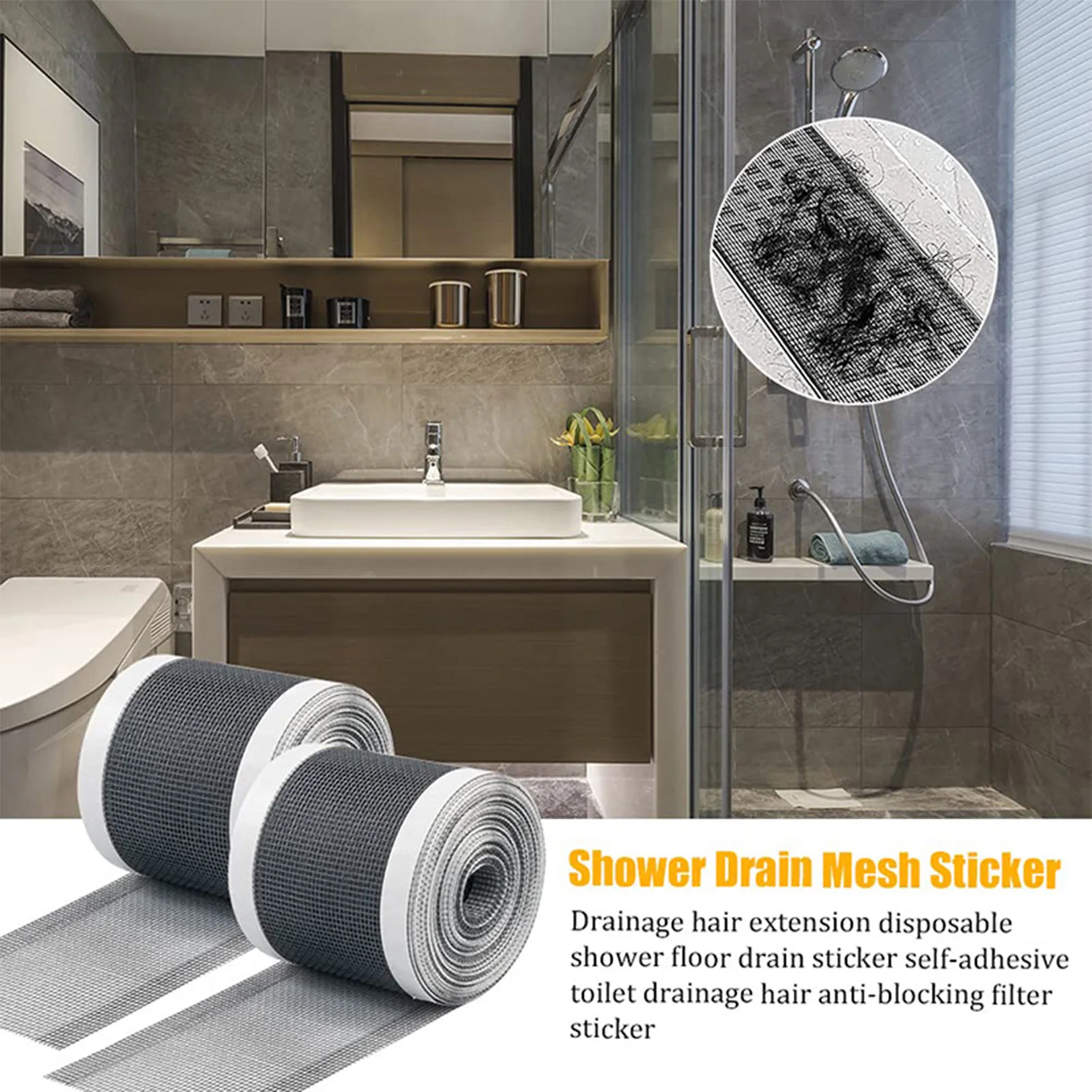5m Cuttable Shower Drain Hair Catcher Self-Adhesive Floor Drain Stickers Disposable Mesh Bathroom Kitchen Sink Hair Filter
5m Cuttable Shower Drain Hair Catcher Self-Adhesive Floor Drain Stickers Disposable Mesh Bathroom Kitchen Sink Hair Filter