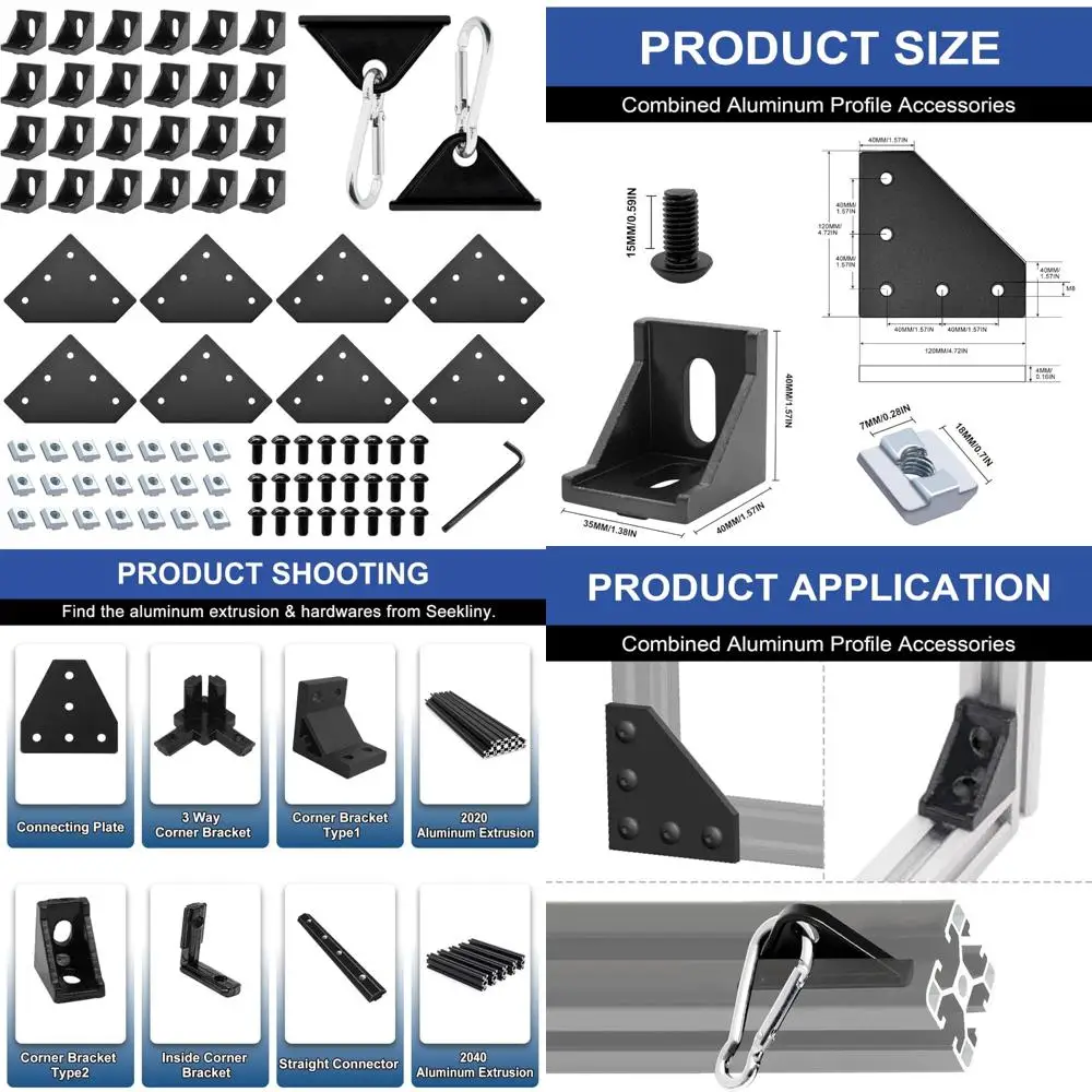Аксессуары для экструзии алюминия: 34 угловых кронштейны 4040 с L-образными пластинами, углами и раздвижными крючками для 40x40 мм.
Аксессуары для экструзии алюминия: 34 угловых кронштейны 4040 с L-образными пластинами, углами и раздвижными крючками для 40x40 мм.