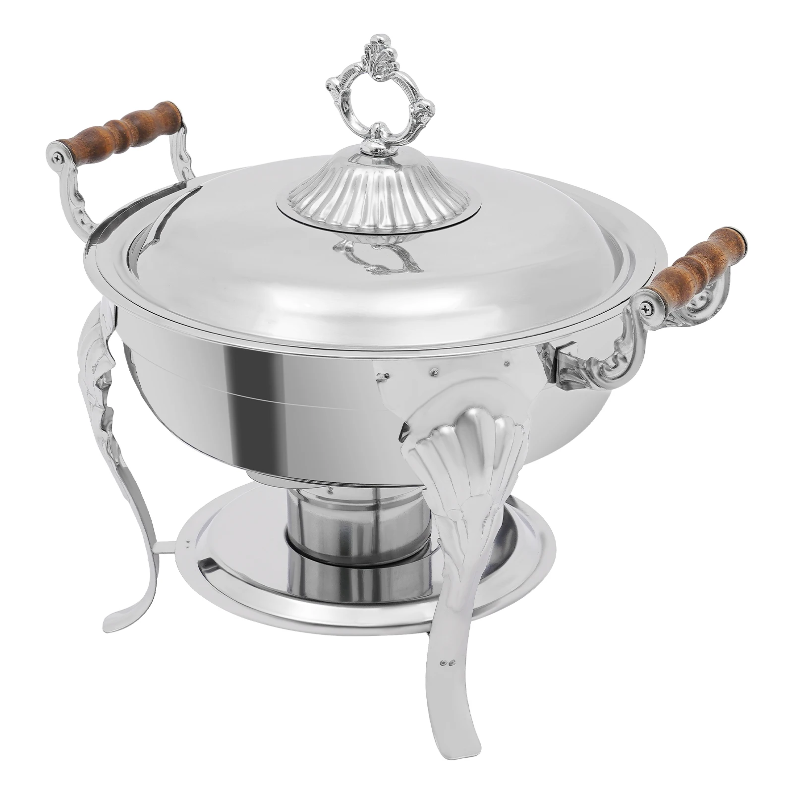 Round Stainless Steel Chafing Dish, European Style with Solid Wood Handles, Large Capacity for Food Warmer at Events
Round Stainless Steel Chafing Dish, European Style with Solid Wood Handles, Large Capacity for Food Warmer at Events
