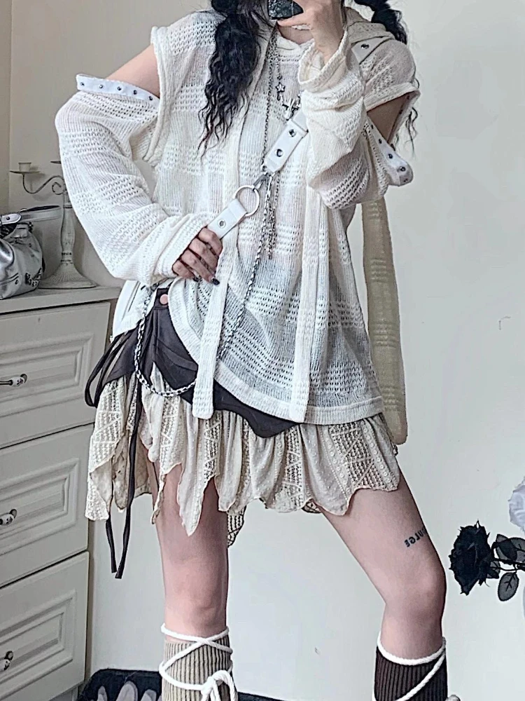 Subculture Millennial Y2K T-shirt Elegant Cutout Detachable Sleeves Loose Slim Smock Sunscreen Sweater Knitwear Women 2025 New
Subculture Millennial Y2K T-shirt Elegant Cutout Detachable Sleeves Loose Slim Smock Sunscreen Sweater Knitwear Women 2025 New