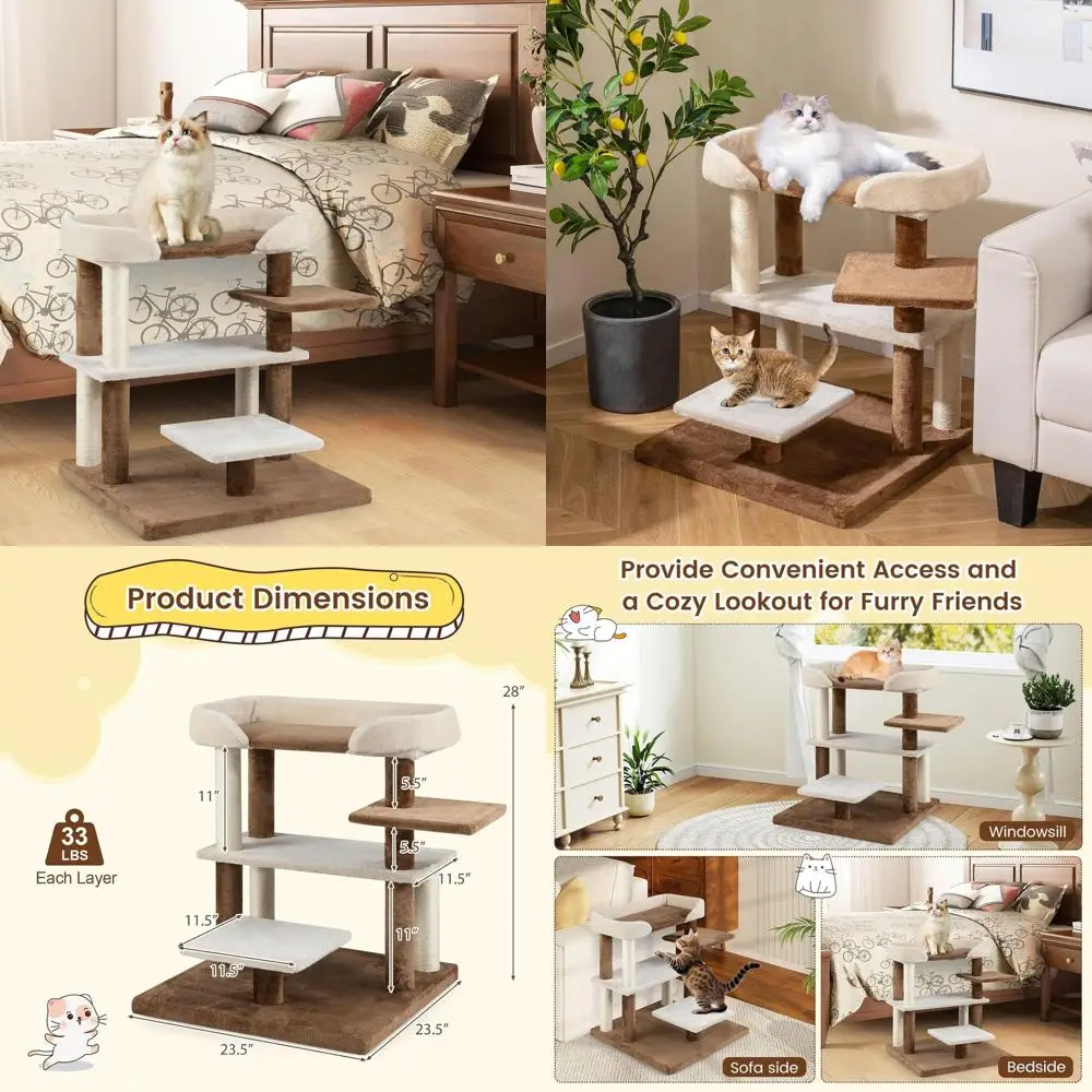 28-дюймовая компактная когтеточка-башня с сизалевыми столбиками, многоуровневыми платформами и уютной верхней лежанкой для маленьких кошек
28-дюймовая компактная когтеточка-башня с сизалевыми столбиками, многоуровневыми платформами и уютной верхней лежанкой для маленьких кошек