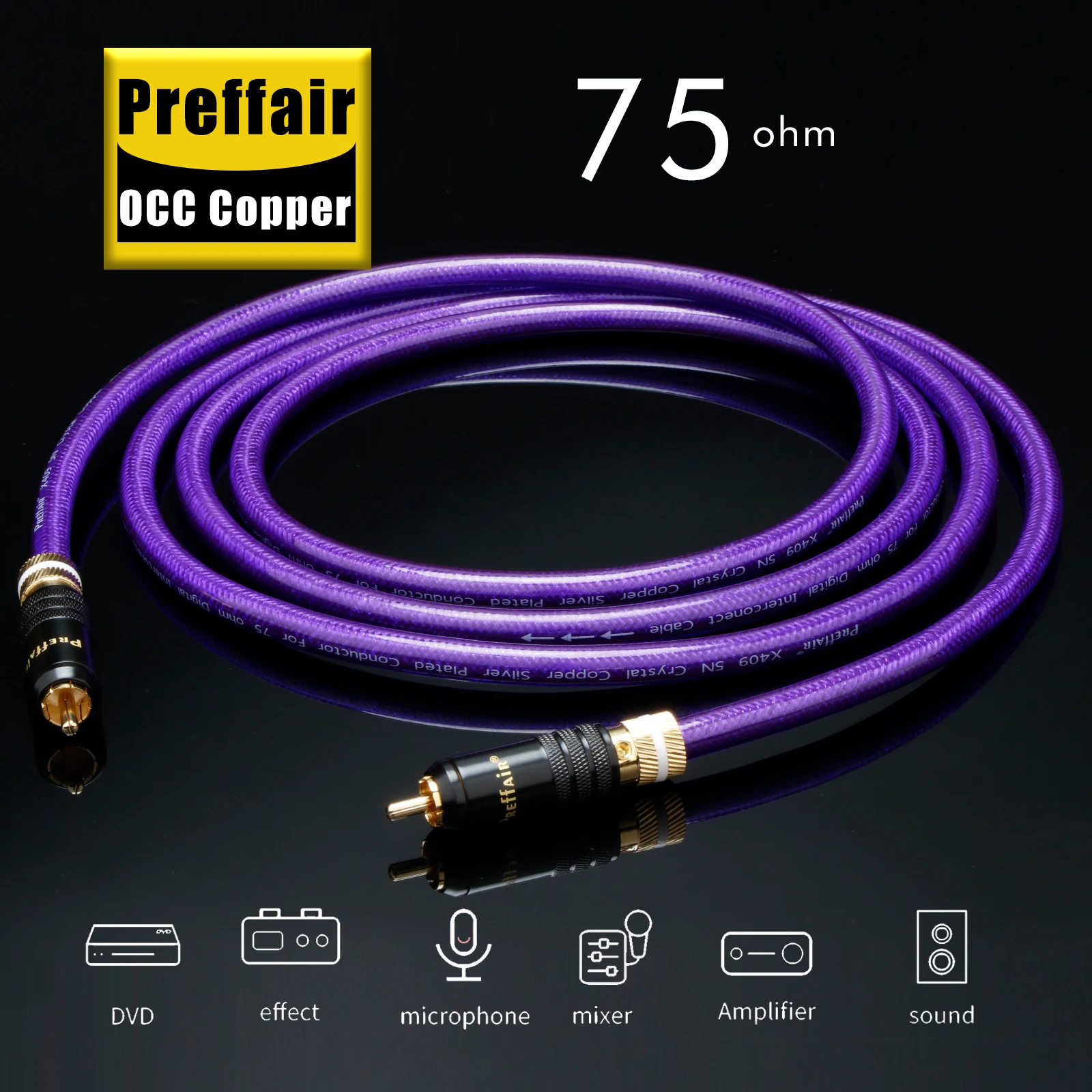 Preffair 75Ohm RCA Digital Cable Silver Plated Coaxial Wires Interconnect Wire X409R1730
Preffair 75Ohm RCA Digital Cable Silver Plated Coaxial Wires Interconnect Wire X409R1730