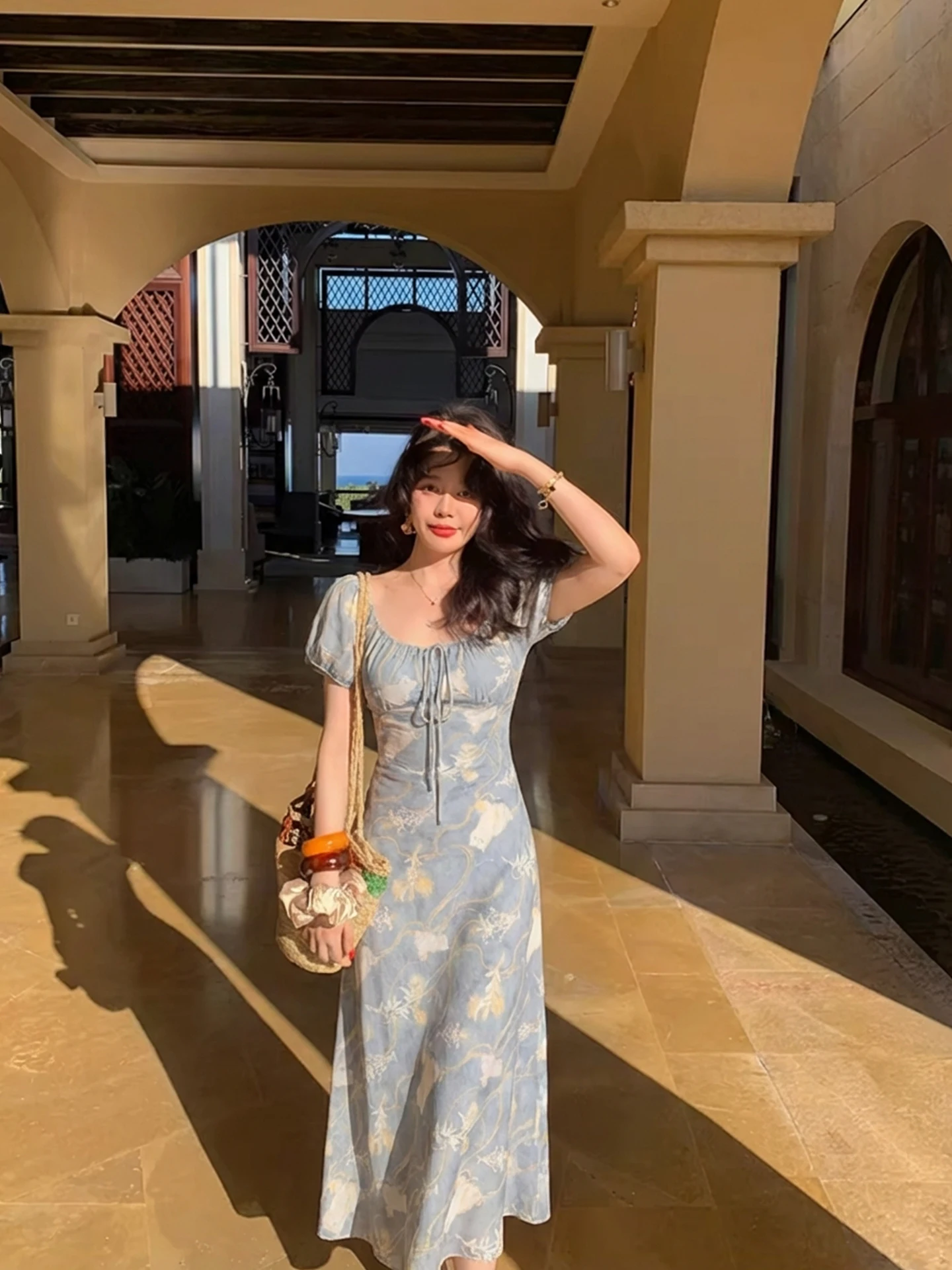 Spring Summer Floral Print Print Midi Dress U Neck Bubble Sleeve Waist Cinched Green Guli Women's Dress Casual Summer Dress
Spring Summer Floral Print Print Midi Dress U Neck Bubble Sleeve Waist Cinched Green Guli Women's Dress Casual Summer Dress