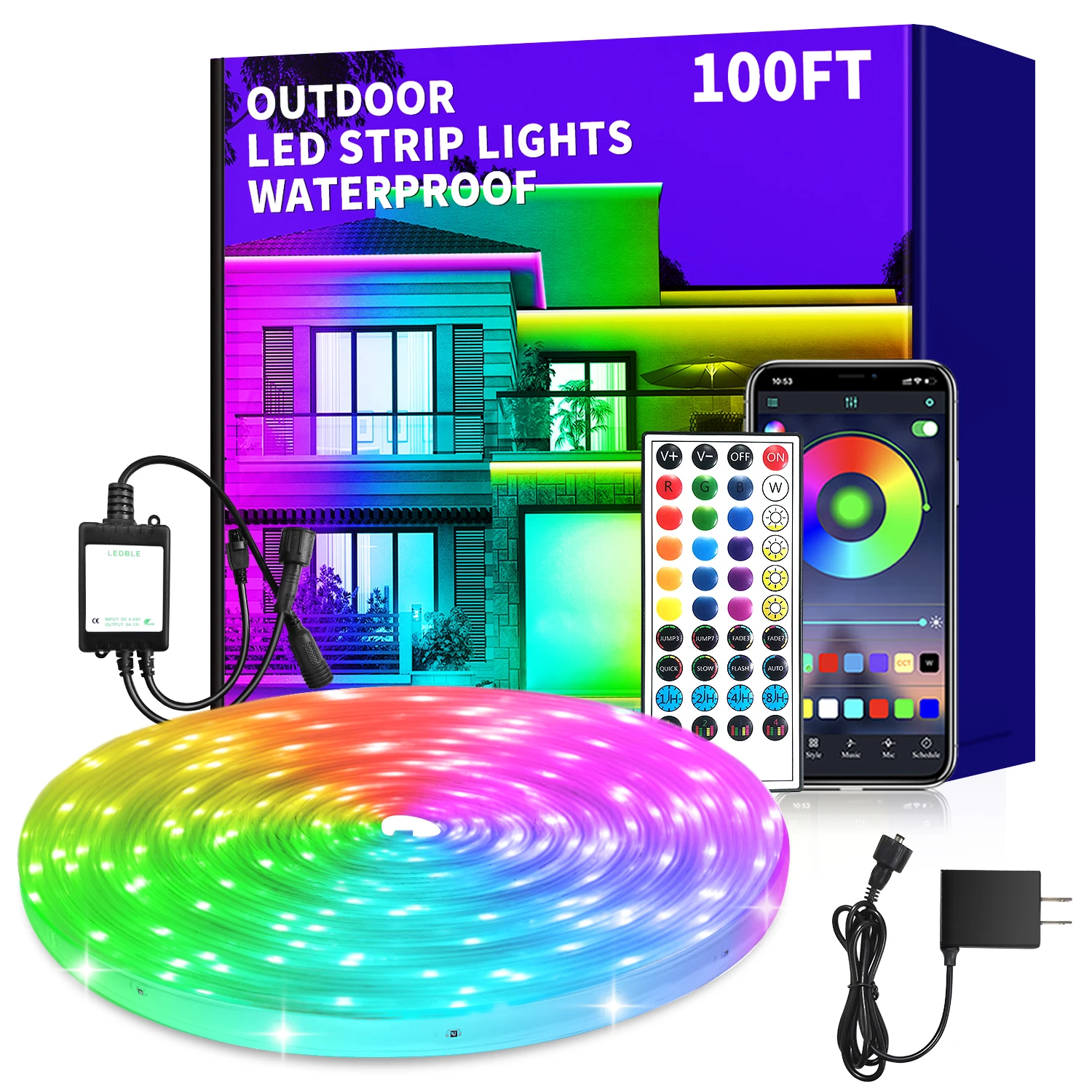 Outdoor LED Strip Lights Waterproof,IP68 Waterproof LED Light Strips with Remote,App Control Music Sync RGB
Outdoor LED Strip Lights Waterproof,IP68 Waterproof LED Light Strips with Remote,App Control Music Sync RGB