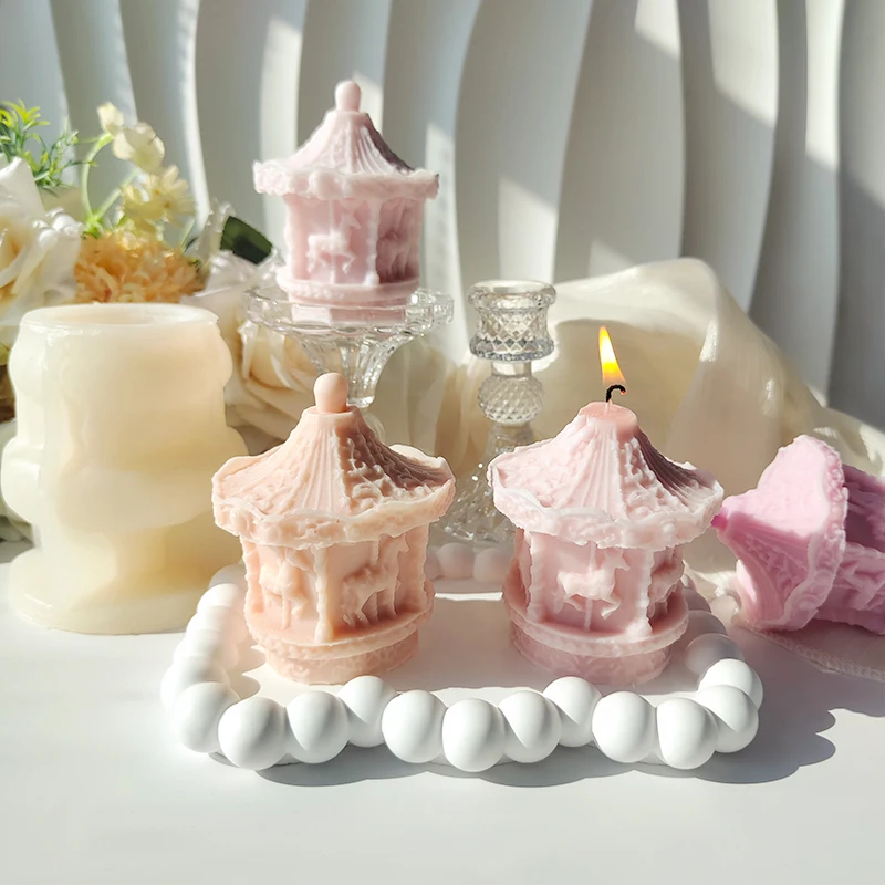 Carousel Candle Silicone Mold Handmade Soap Plaster Resin Ornament Molds The merry-go-round Plaster Mould
Carousel Candle Silicone Mold Handmade Soap Plaster Resin Ornament Molds The merry-go-round Plaster Mould