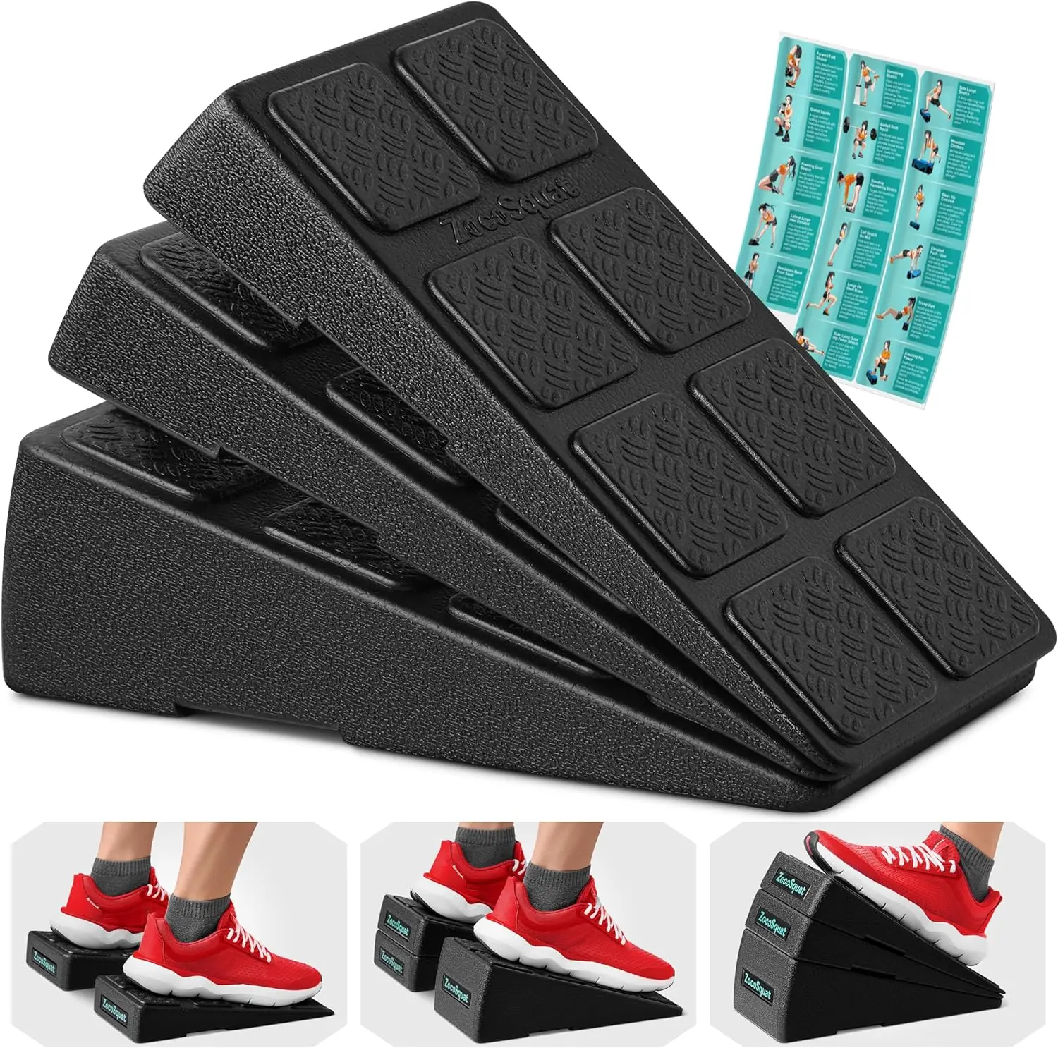 Squat Wedge Block Set of 3/5 - 960 LBS Capacity - Slant Board for Calf Stretching with 5 Stackable Angles - Calf Stretcher
Squat Wedge Block Set of 3/5 - 960 LBS Capacity - Slant Board for Calf Stretching with 5 Stackable Angles - Calf Stretcher