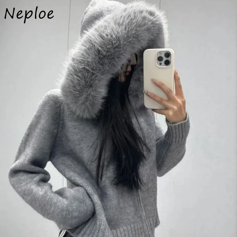 Neploe Korean Elegant Gentle Temperament Hooded Sweater Coats Femme 2025 Autumn Winter Simple Solid Color Knitted Cardigan
Neploe Korean Elegant Gentle Temperament Hooded Sweater Coats Femme 2025 Autumn Winter Simple Solid Color Knitted Cardigan