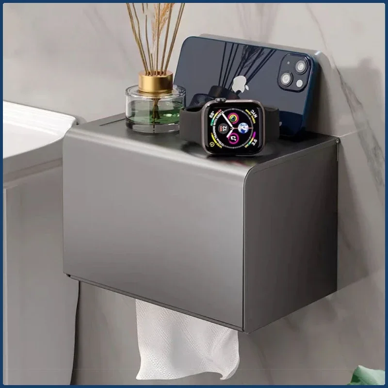 Space Aluminum Simple Toilet Paper Holder Bathroom Roll Holder with Phone Shelf Wall Mounted Accessories Punch Hole Installation
Space Aluminum Simple Toilet Paper Holder Bathroom Roll Holder with Phone Shelf Wall Mounted Accessories Punch Hole Installation