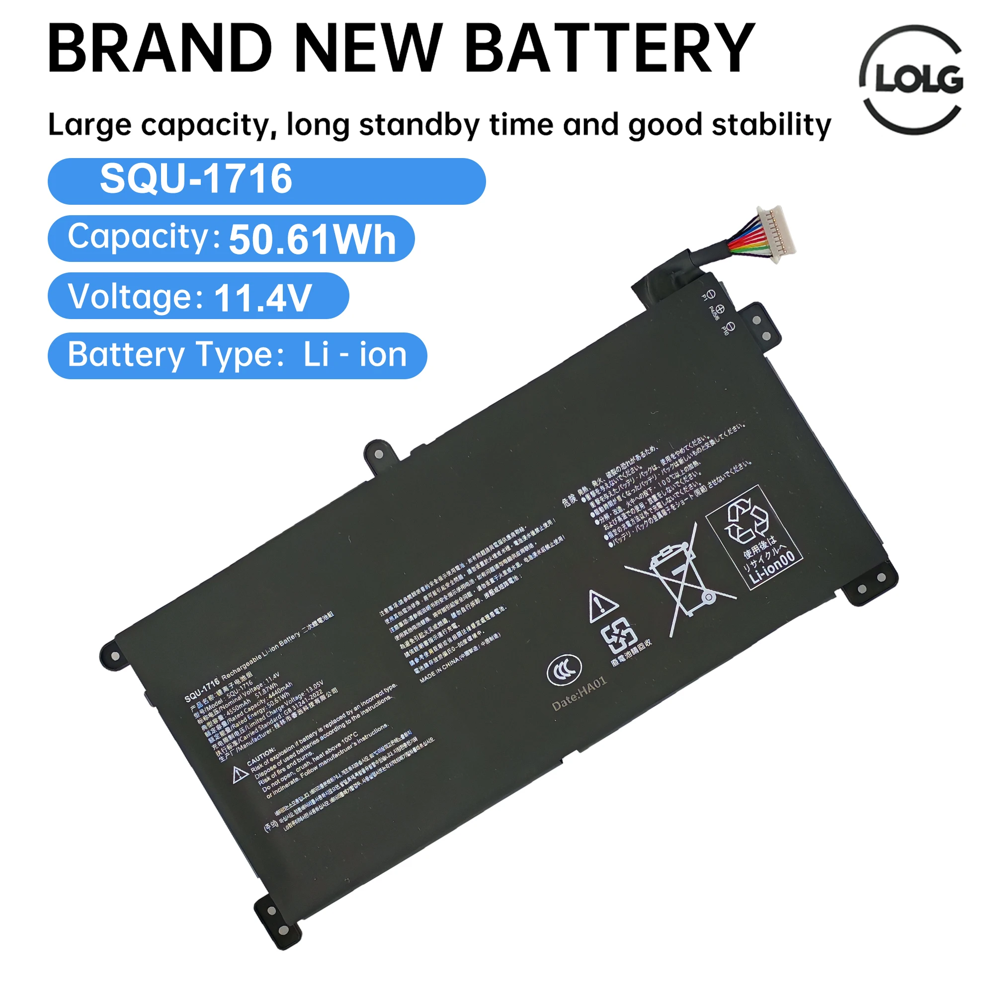 SQU-1716 SQU-1717 Laptop Battery For Hasee KINGBOOK U65A QL9S04 916QA107H 916QA108H 11.4V 4550mAh 50.61WH
SQU-1716 SQU-1717 Laptop Battery For Hasee KINGBOOK U65A QL9S04 916QA107H 916QA108H 11.4V 4550mAh 50.61WH