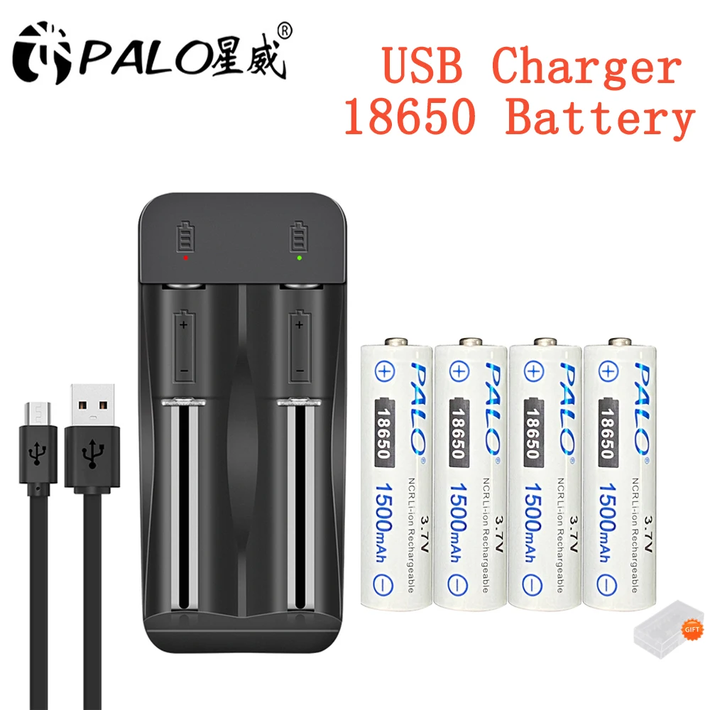 PALO 18650 Lithium Battery 3.7V 1500mAh Rechargeable Li-Ion Battery for Flashlight Laptop Portable Power Bank Real capacity
PALO 18650 Lithium Battery 3.7V 1500mAh Rechargeable Li-Ion Battery for Flashlight Laptop Portable Power Bank Real capacity