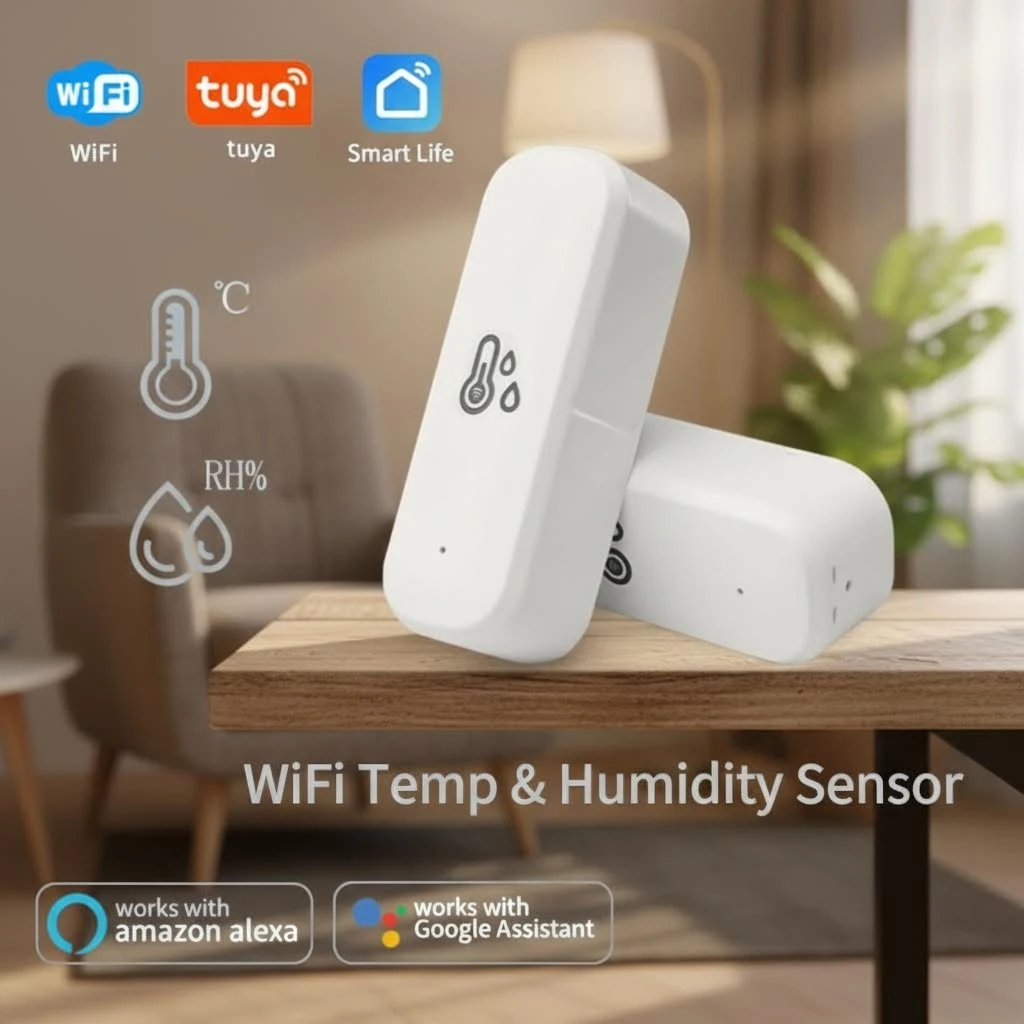 Google Assistant Devices 2.4G WIFI Temperature and Humidity Sensor Tuya Zigbee APP Remote Home With Alexa Control Smartlife Moes
