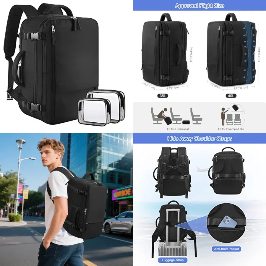 Large Travel Backpack for Women Men, Expandable 40L Carry On Backpack, 17 Inch Laptop Backpack College Bookbag, Waterproof Trav
Large Travel Backpack for Women Men, Expandable 40L Carry On Backpack, 17 Inch Laptop Backpack College Bookbag, Waterproof Trav