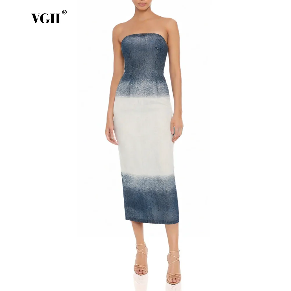 VGH Gradient Sexy Temperament Long Dresses for Woemn Strapless Sleeveless High Waist Spliced Zipper Split Dress Female Fashion
VGH Gradient Sexy Temperament Long Dresses for Woemn Strapless Sleeveless High Waist Spliced Zipper Split Dress Female Fashion
