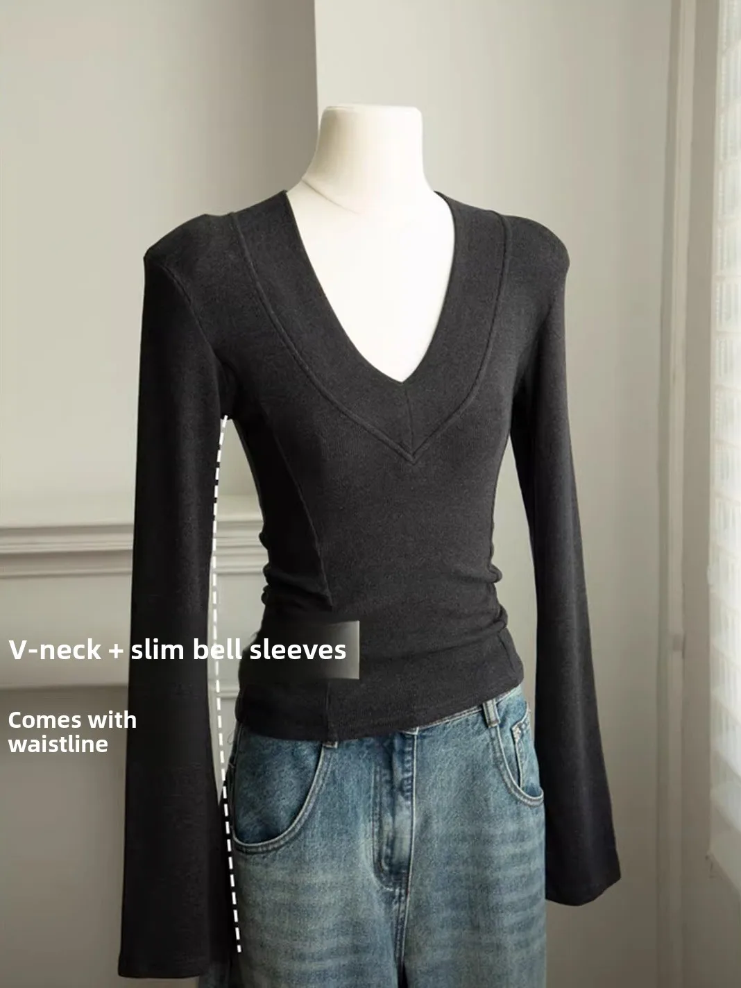 Thickened Double-sided Velvet Long Sleeve Low-neck Base Shirt Women's Inner Wear Autumn Winter Slim Fit Bell Sleeve Top
Thickened Double-sided Velvet Long Sleeve Low-neck Base Shirt Women's Inner Wear Autumn Winter Slim Fit Bell Sleeve Top
