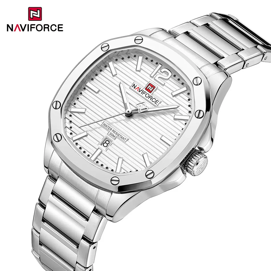 NAVIFORCE Men's Watch Fashion Casual Quartz Watches Steel Band Wrist Watches Silver Elegant Man Polygon Dial Clock Reloj Hombre
NAVIFORCE Men's Watch Fashion Casual Quartz Watches Steel Band Wrist Watches Silver Elegant Man Polygon Dial Clock Reloj Hombre