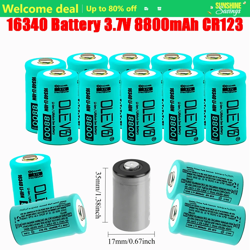 2025 New Li-ion 16340 Battery CR123A Rechargeable Batteriy 3.7V 8800mAh CR123 for Laser Pen LED Flashlight Cell Security Camara
2025 New Li-ion 16340 Battery CR123A Rechargeable Batteriy 3.7V 8800mAh CR123 for Laser Pen LED Flashlight Cell Security Camara