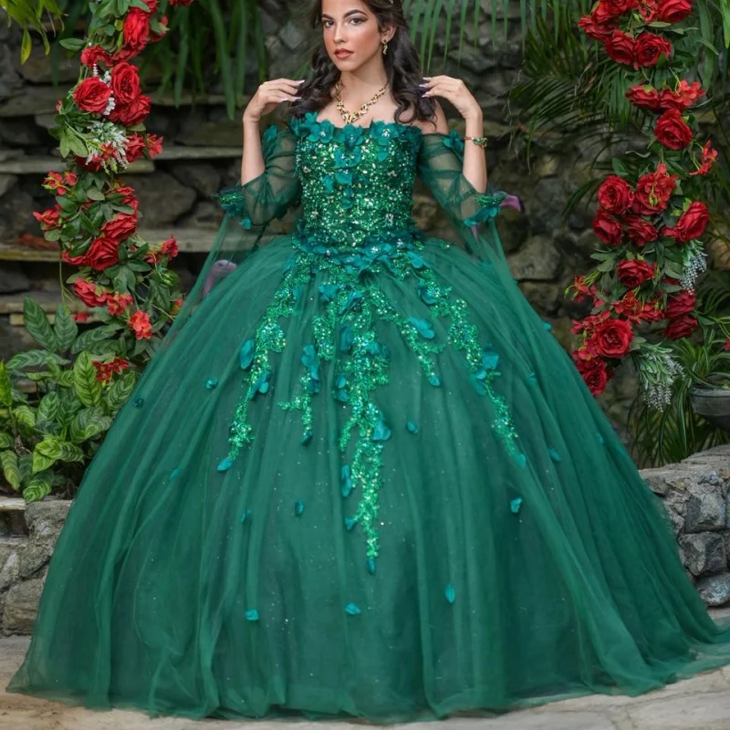 Customized blackish green Quinceanera Dresses Off the Shoulder Tull applique 3D flower Long tail Vestido De 15 Quinceanera
Customized blackish green Quinceanera Dresses Off the Shoulder Tull applique 3D flower Long tail Vestido De 15 Quinceanera