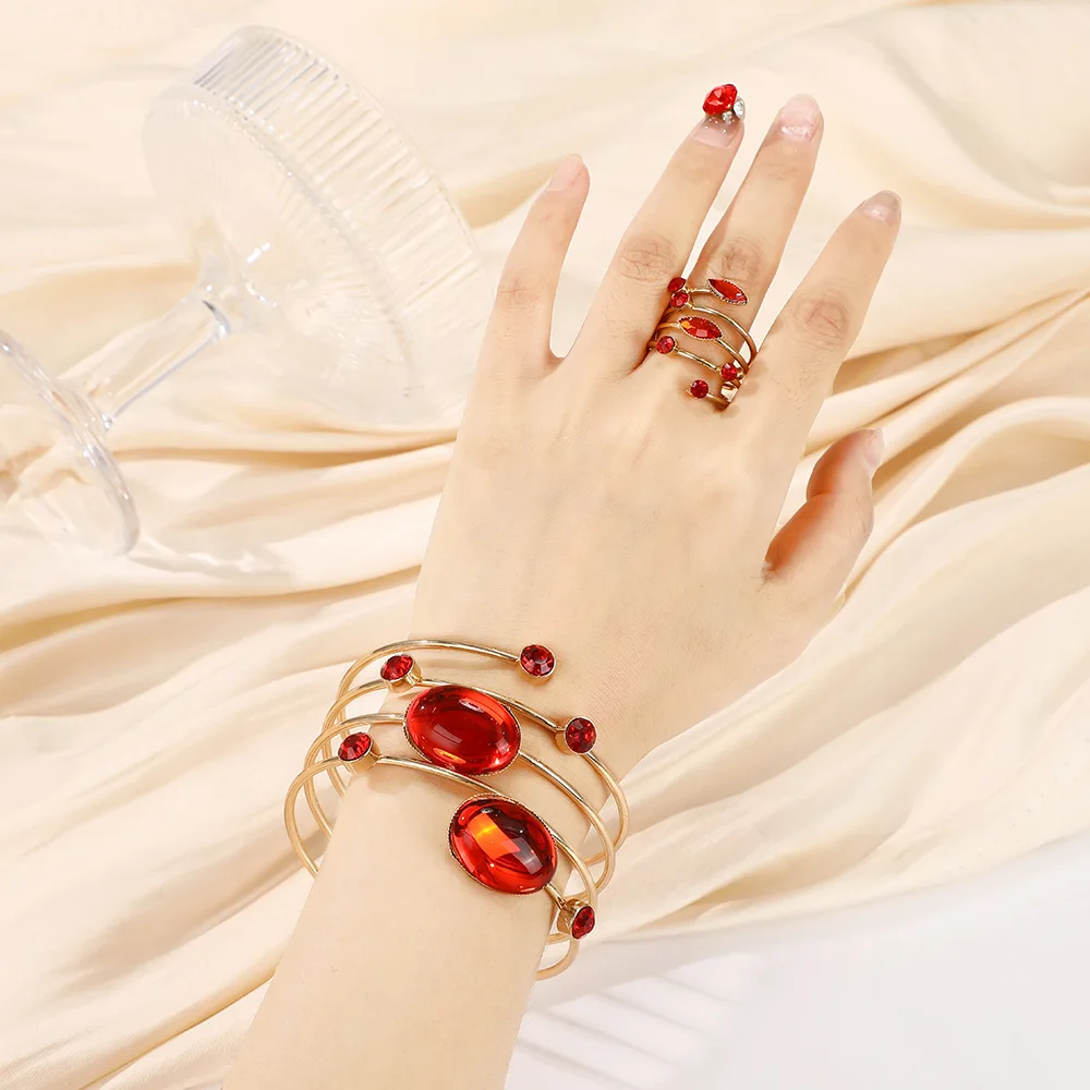 Fashion Ruby Crystal Bracelet Ring Set Light Luxury Elegant Ladies Advanced All-match Party Banquet Jewelry Accessories
Fashion Ruby Crystal Bracelet Ring Set Light Luxury Elegant Ladies Advanced All-match Party Banquet Jewelry Accessories