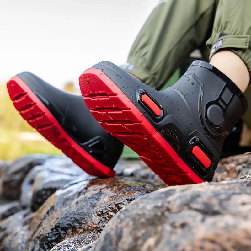 Biker Short Height Increasing Splicing Colour Men's Rain Boots Motorcycle Wide Toes Designer Mud Plastic Teenagers Male Shoes
Biker Short Height Increasing Splicing Colour Men's Rain Boots Motorcycle Wide Toes Designer Mud Plastic Teenagers Male Shoes