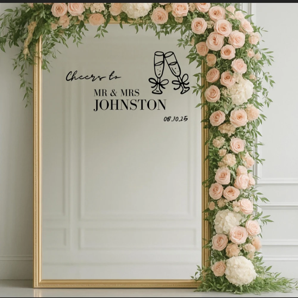 Wedding Sticker Cheer Wine Glass Welcome Sign Custom Name Vinyl Decal Engagement Party Mirror Stickers
Wedding Sticker Cheer Wine Glass Welcome Sign Custom Name Vinyl Decal Engagement Party Mirror Stickers