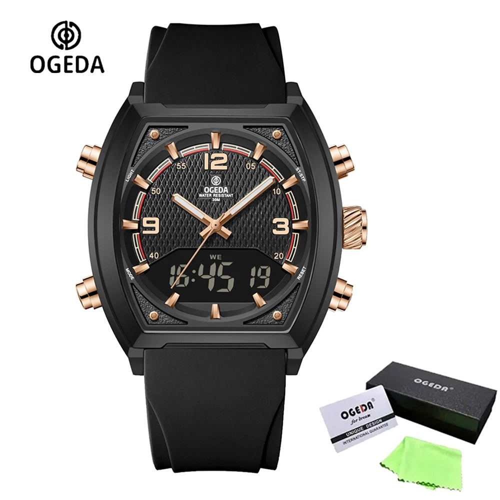 OGEDA OGD7002 Men's Analog Digital Quartz Watch Stainless Steel Strap 3ATM Waterproof Sport Military Dual Display LED Wristwatch
OGEDA OGD7002 Men's Analog Digital Quartz Watch Stainless Steel Strap 3ATM Waterproof Sport Military Dual Display LED Wristwatch
