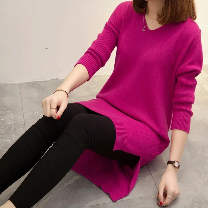 4XL Fashion Women Pullover Sweater Dress 2023 New Autumn Winter Loose V-neck Knitted Long Sweater Solid Casual Female Pullovers
4XL Fashion Women Pullover Sweater Dress 2023 New Autumn Winter Loose V-neck Knitted Long Sweater Solid Casual Female Pullovers