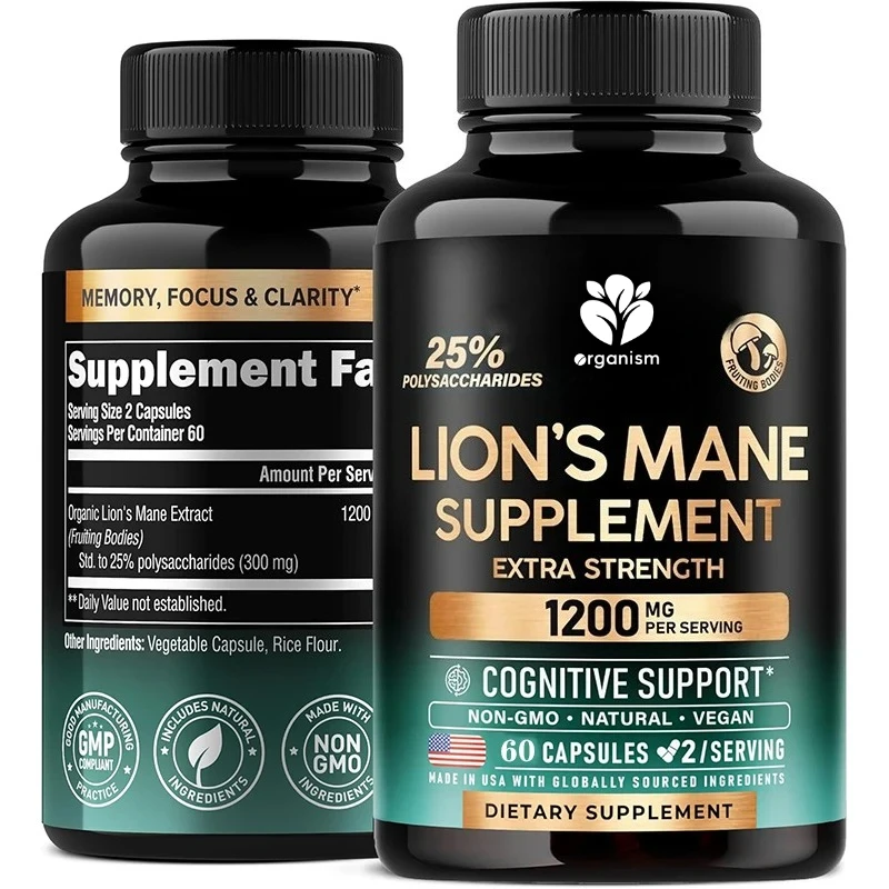 Lions Mane Supplement Capsules -Fruiting Bodies Extract - Memory & Focus Support - As Lions Powder - 60 Capsules
Lions Mane Supplement Capsules -Fruiting Bodies Extract - Memory & Focus Support - As Lions Powder - 60 Capsules