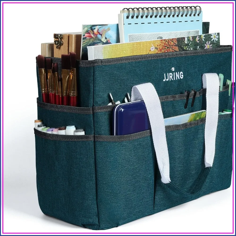 Large Craft Organizer Tote Bag with 16 Pockets, Art Storage Caddy for Supplies, Sewing, Scrapbooking, Office, Bluish Green
Large Craft Organizer Tote Bag with 16 Pockets, Art Storage Caddy for Supplies, Sewing, Scrapbooking, Office, Bluish Green