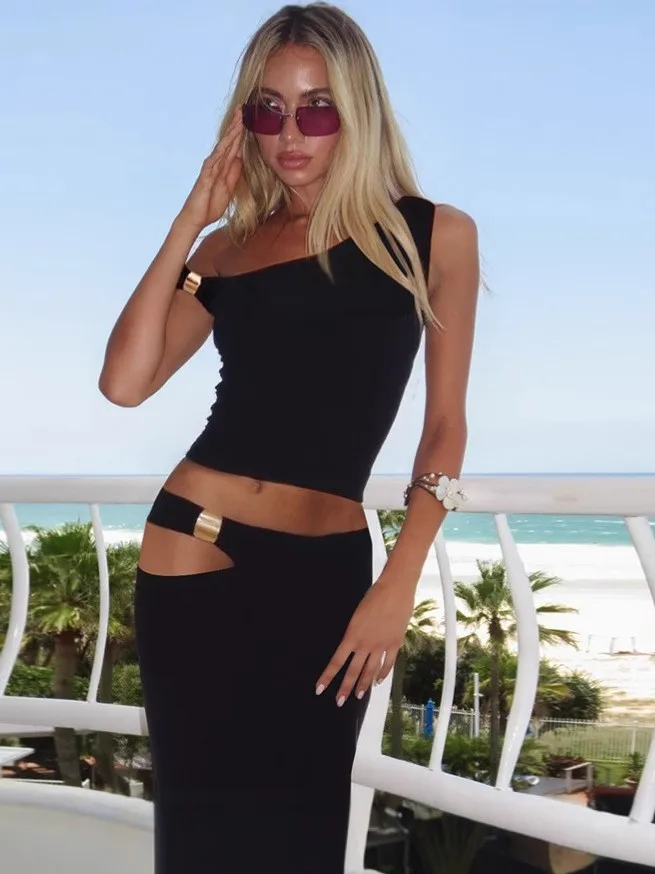 SKMY 2026 Spring New Women's Clothing Bodycon Sexy Off-Shoulder Sleeveless T-Shirt Top Side Cutout Skirt Sets Two Piece Outfits
SKMY 2026 Spring New Women's Clothing Bodycon Sexy Off-Shoulder Sleeveless T-Shirt Top Side Cutout Skirt Sets Two Piece Outfits