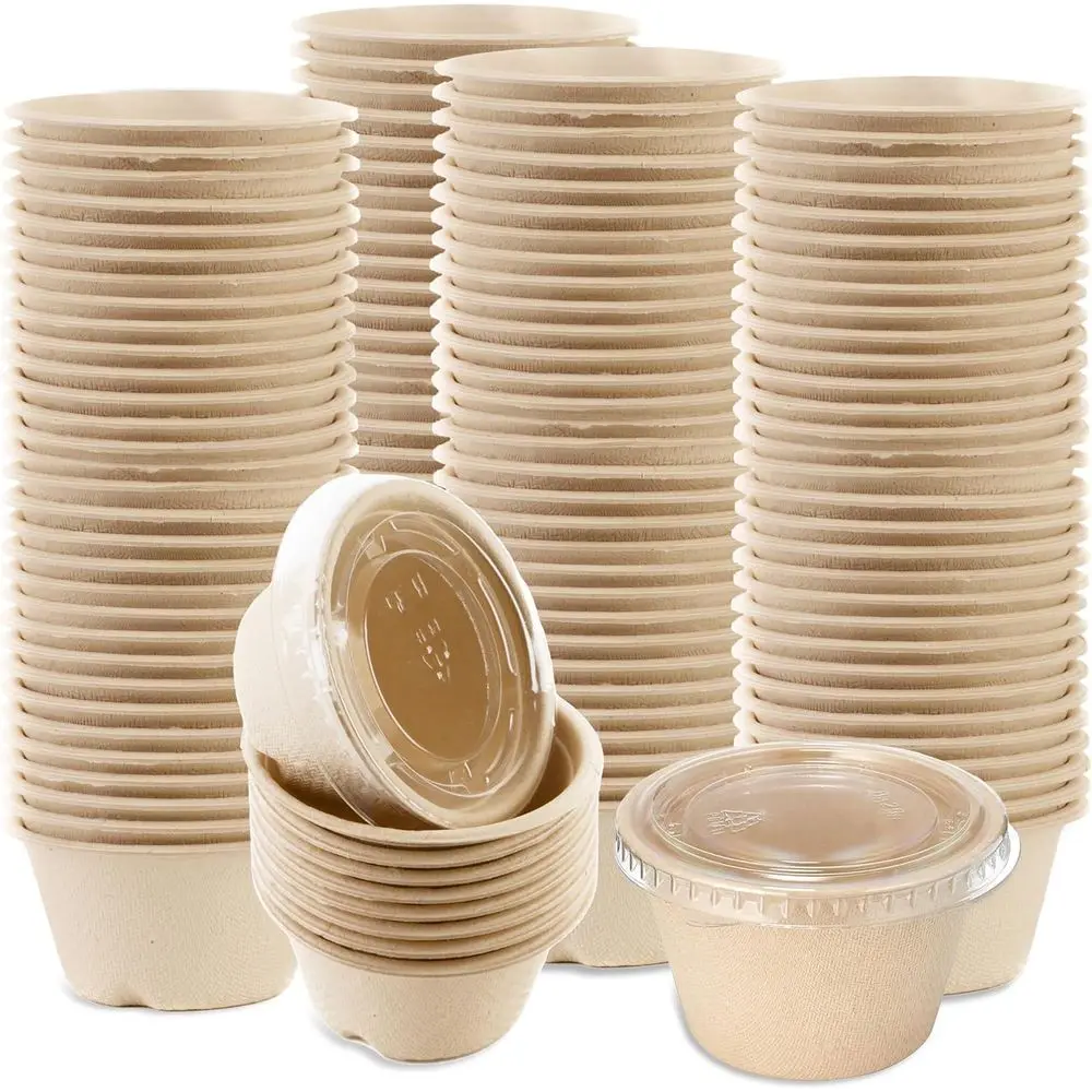 2 oz Biodegradable Sugarcane Cups with Lids - Perfect for Samples, Condiments, and Food Storage (5000)
2 oz Biodegradable Sugarcane Cups with Lids - Perfect for Samples, Condiments, and Food Storage (5000)