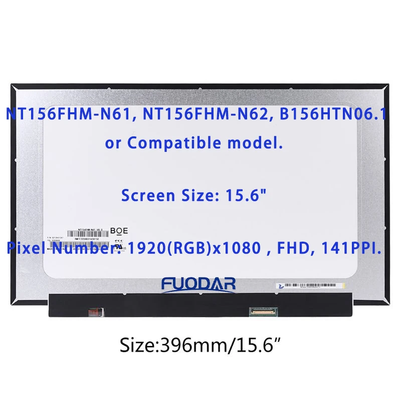 15.6 inch Laptop LCD Screen NT156FHM-N61 NT156FHM-N62 B156HTN06.1 Full-HD 1920x1080 Slim LED Matrix Display Panel 30 pins eDP
15.6 inch Laptop LCD Screen NT156FHM-N61 NT156FHM-N62 B156HTN06.1 Full-HD 1920x1080 Slim LED Matrix Display Panel 30 pins eDP