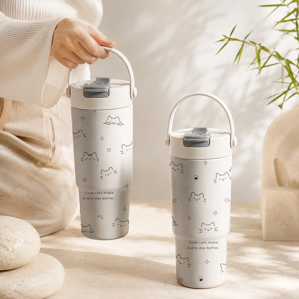 Cute Cartoon Cat Vacuum Flasks 700ml Large Capacity Ceramic Inner Vacuum Cup With Tea Filter & Hidden Straw
Cute Cartoon Cat Vacuum Flasks 700ml Large Capacity Ceramic Inner Vacuum Cup With Tea Filter & Hidden Straw