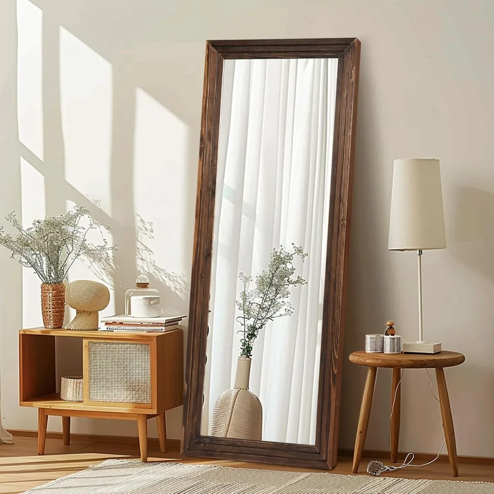 Full Length Mirror 65"x24" Solid Wood Frame Floor Large Mirror for Living Room, Bedroom Hanging or Leaning Wall-Mounted, Brown
Full Length Mirror 65"x24" Solid Wood Frame Floor Large Mirror for Living Room, Bedroom Hanging or Leaning Wall-Mounted, Brown