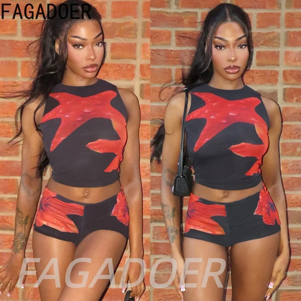 FAGADOER Y2K Sexy 2 Piece Sets Women Starfish Printing Sleveless Tops and Slim Shorts Suits Women Streetwear Outfits New 2026
FAGADOER Y2K Sexy 2 Piece Sets Women Starfish Printing Sleveless Tops and Slim Shorts Suits Women Streetwear Outfits New 2026