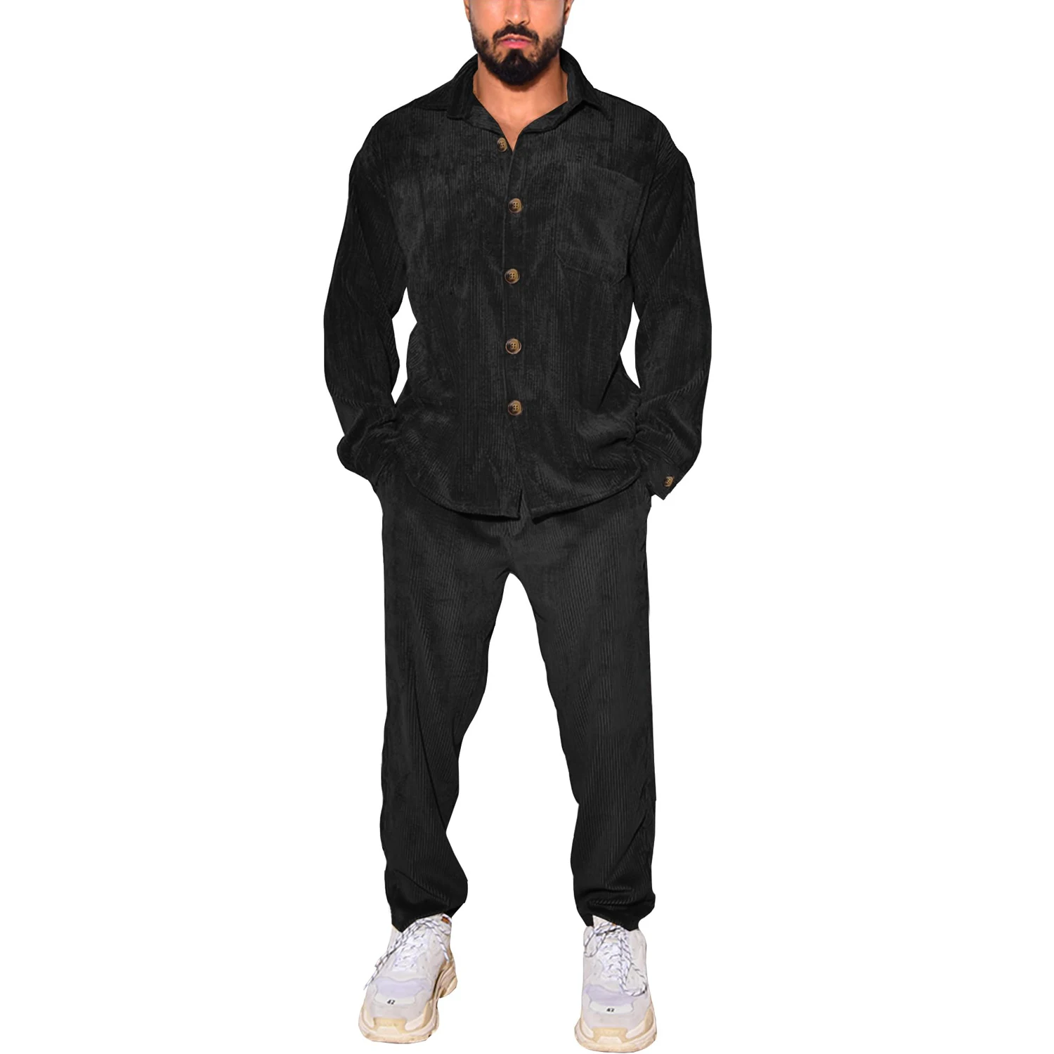 Men's 2-Piece Suit Spring Autumn High Quality Corduroy Soft Fabric Casual Button Down Cardigan Long Sleeve and Long Pants Sets
Men's 2-Piece Suit Spring Autumn High Quality Corduroy Soft Fabric Casual Button Down Cardigan Long Sleeve and Long Pants Sets