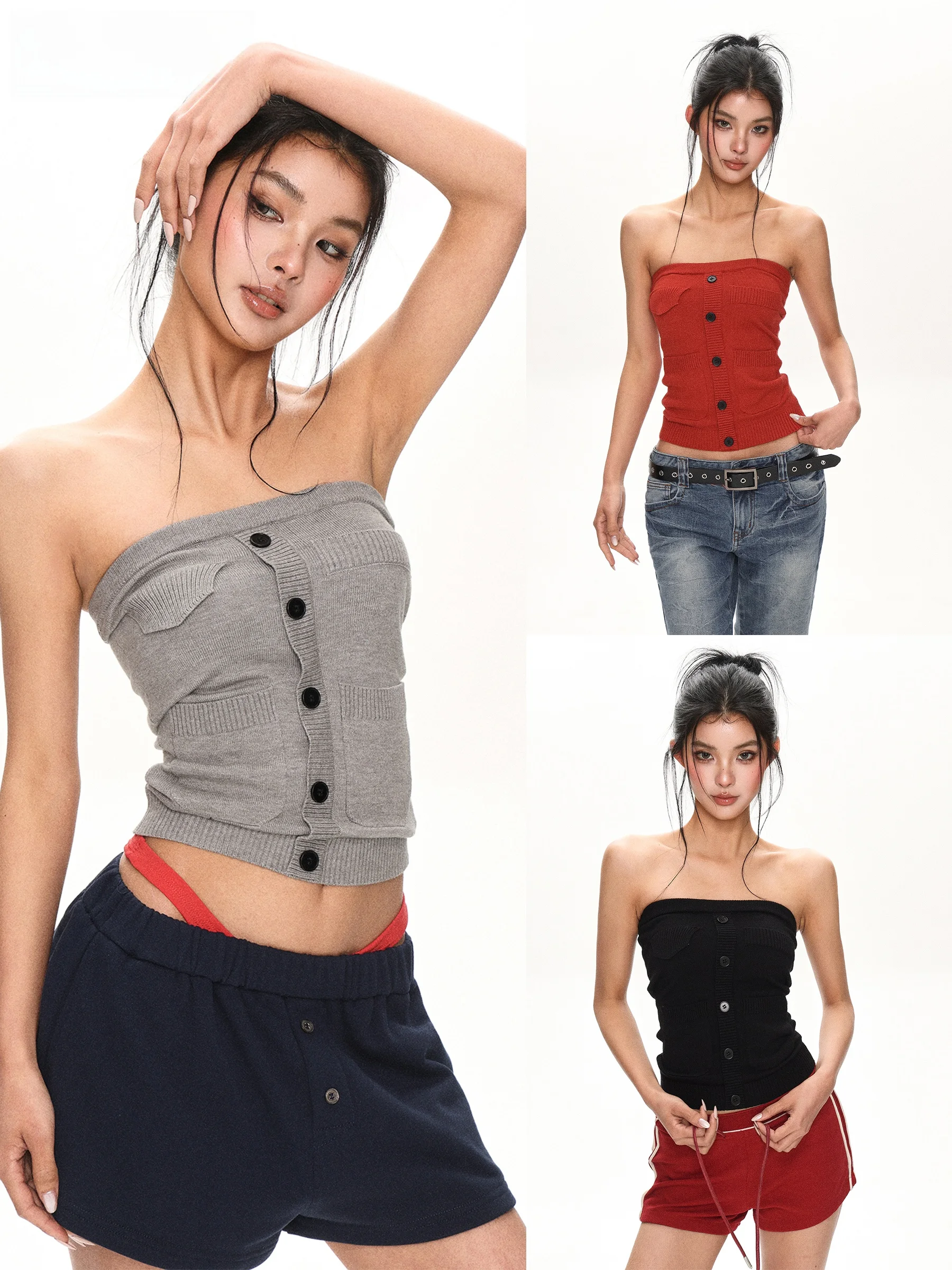 Style Spicy Girl Knitted Vest Women Summer American Waist Cinching Slim Fit Base Layer Outerwear Strapless Top
Style Spicy Girl Knitted Vest Women Summer American Waist Cinching Slim Fit Base Layer Outerwear Strapless Top