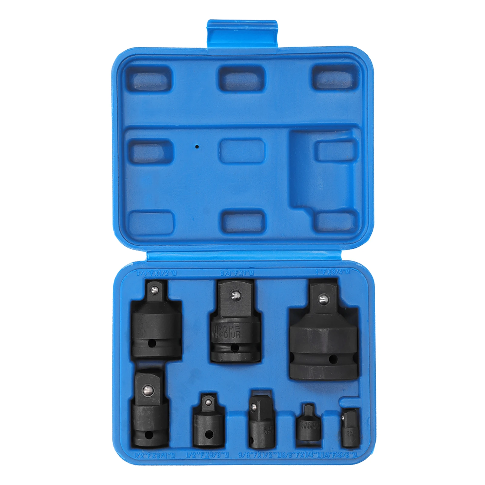 8pcs Pneumatic Sleeve Adapter Head Socket Reducer Vehicle Repairing Tool with Toolbox
8pcs Pneumatic Sleeve Adapter Head Socket Reducer Vehicle Repairing Tool with Toolbox