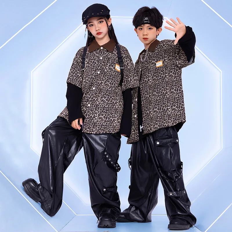 Street Dance Costume Hip Hop Girls Clothes Jazz Dance Clothing Children Oversize Tops Leopard Print Shirt Black Pants Streetwear
Street Dance Costume Hip Hop Girls Clothes Jazz Dance Clothing Children Oversize Tops Leopard Print Shirt Black Pants Streetwear