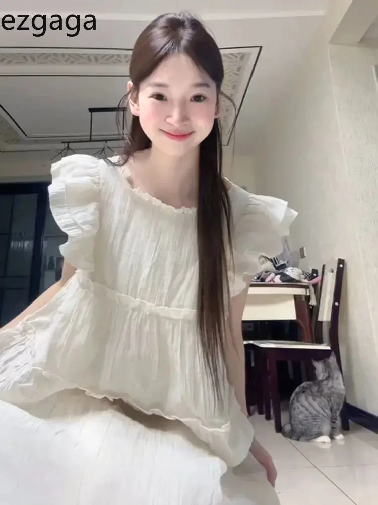 Ezgaga Woman Dress Sweet Elegant Flying Sleeve Summer Fashion Solid Loose Bandage Princess Party Dresses Female Casual
Ezgaga Woman Dress Sweet Elegant Flying Sleeve Summer Fashion Solid Loose Bandage Princess Party Dresses Female Casual