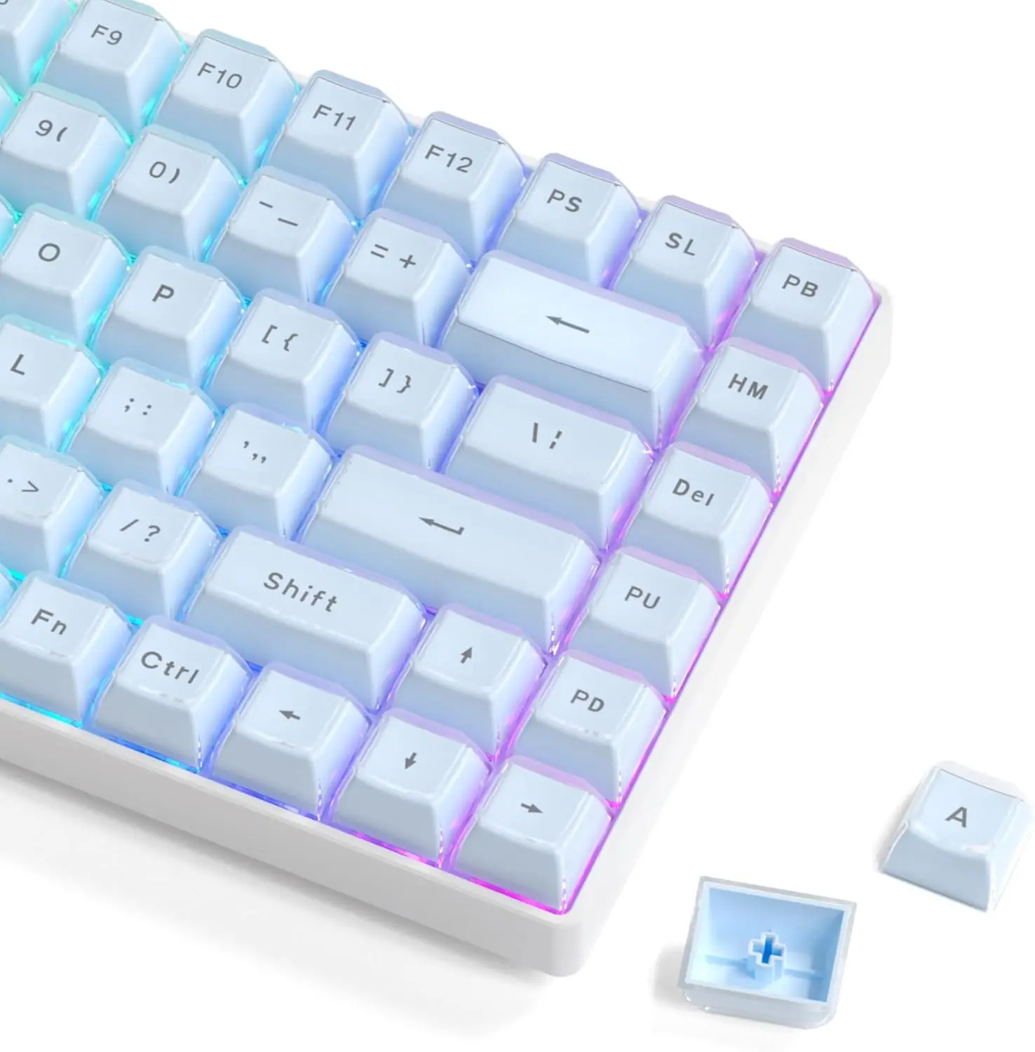 Jelly Keycaps Mechanical Keyboard for keycaps Set OEM Profile Clear Key Cap 113-Key Blue Cute Custom Keycaps for 60% 75% 100%