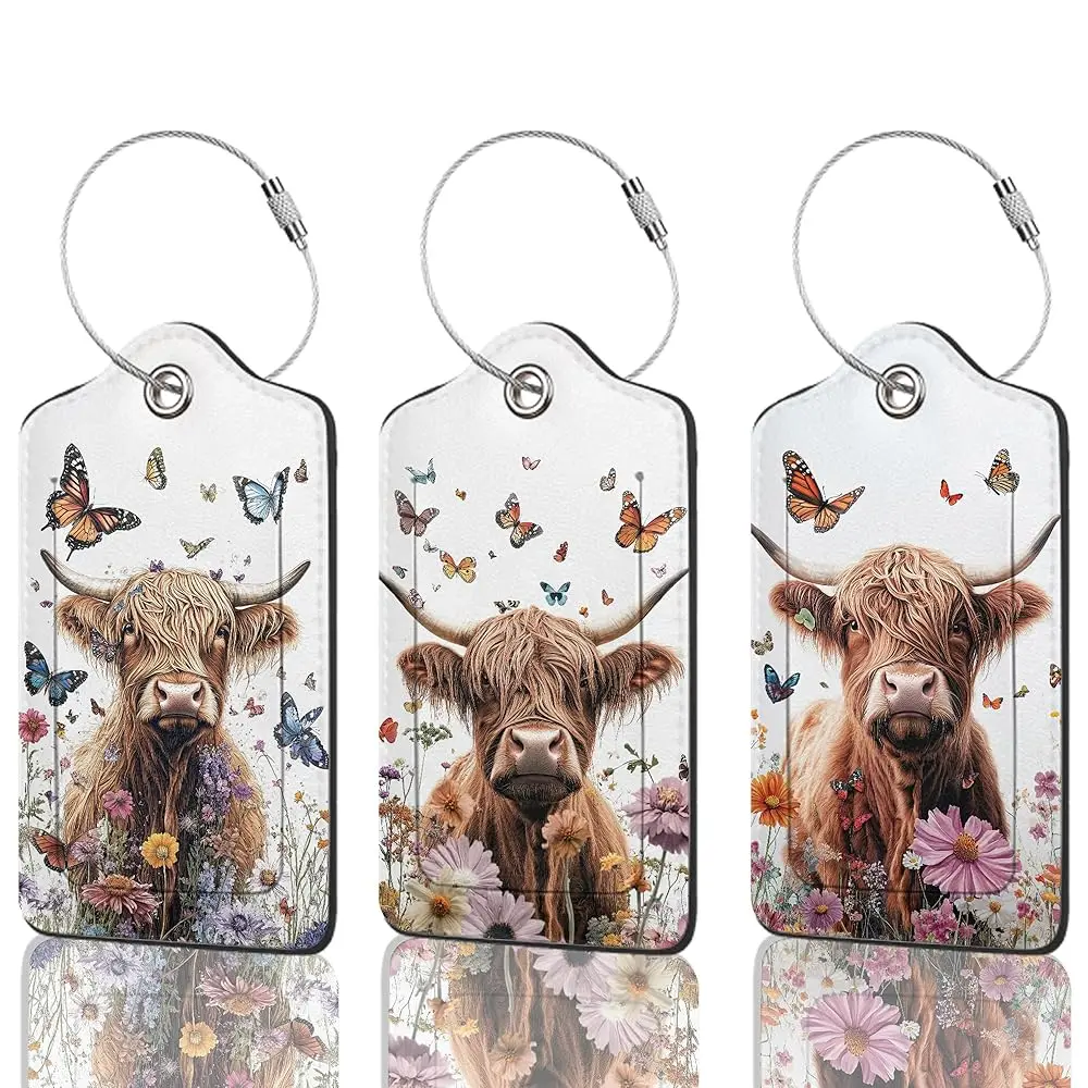 Free Shipping3 Pack PU Leahter Highland Cow Butterfly Flowers Luggage Tag with Stainless Steel Loop, Travel Suitcase Labels with
Free Shipping3 Pack PU Leahter Highland Cow Butterfly Flowers Luggage Tag with Stainless Steel Loop, Travel Suitcase Labels with