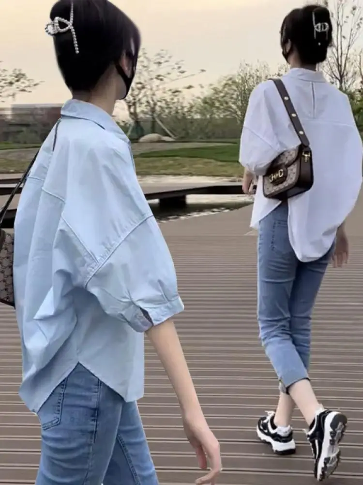 Casual Thin Women's Shirt Sun Protection Clothing Half Sleeve Brand Clothing Tagless Tailor Single Piece Commute Style Summer
Casual Thin Women's Shirt Sun Protection Clothing Half Sleeve Brand Clothing Tagless Tailor Single Piece Commute Style Summer