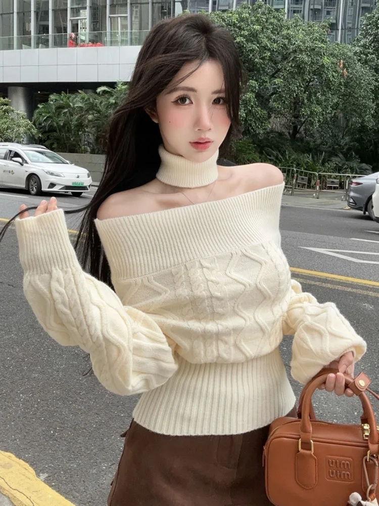 Sweet Gentle Wind Knitted Sweater One-Shoulder Waist-Cinching Base Layer Top with Twisted Neck Design for Women
Sweet Gentle Wind Knitted Sweater One-Shoulder Waist-Cinching Base Layer Top with Twisted Neck Design for Women