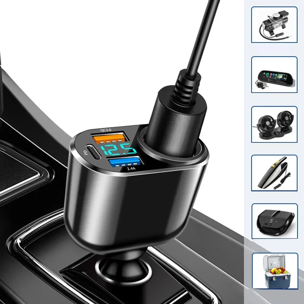 Socket Splitter Car Charger 1 Pc 2.4A Black Blue LED Fast Charging PD Phone Charger Replacement 360 ° Accessory
Socket Splitter Car Charger 1 Pc 2.4A Black Blue LED Fast Charging PD Phone Charger Replacement 360 ° Accessory