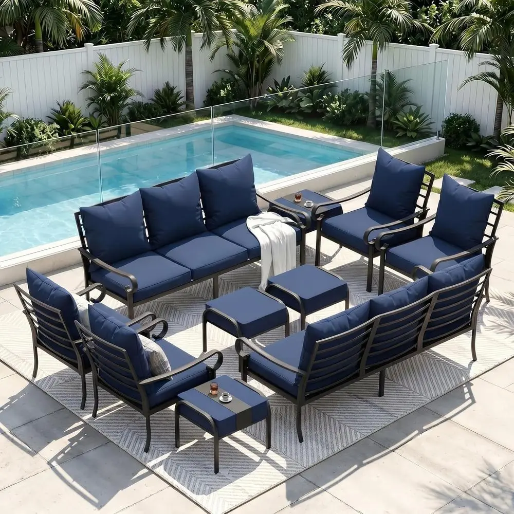 10 Piece Patio urniture Set, Metal Patio Contion Set with 2x3 Seater Soa & 4xixed Chairs & 4xOttomans, 5.75'' Extra Thick Cushio
10 Piece Patio urniture Set, Metal Patio Contion Set with 2x3 Seater Soa & 4xixed Chairs & 4xOttomans, 5.75'' Extra Thick Cushio