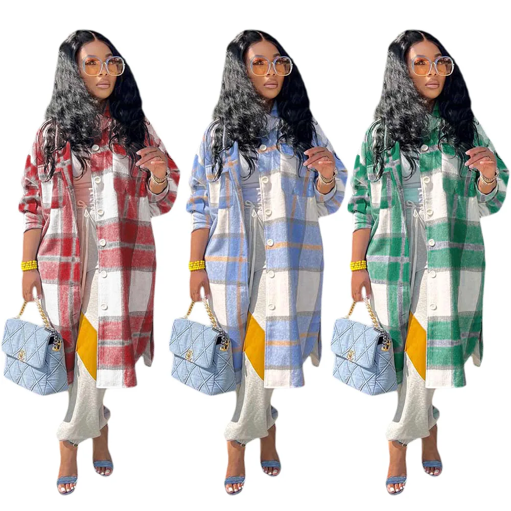 Women Fashion Long Plaid Coat Plaid Long-Sleeved Jacket Overcoat Coat Streetwear Women Clothing Loose Coat Female Casual Jacket
Women Fashion Long Plaid Coat Plaid Long-Sleeved Jacket Overcoat Coat Streetwear Women Clothing Loose Coat Female Casual Jacket